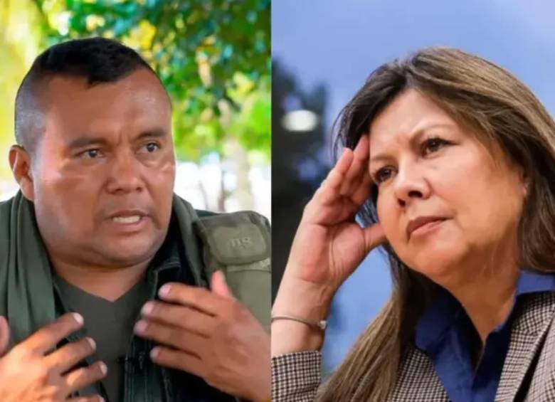 Alexander Díaz, alias Calarcá y la fiscal general Luz Adriana Camargo. Foto: Colprensa y captura de video.