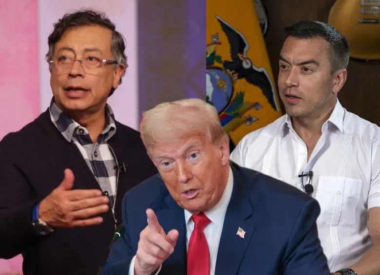 En el último Consejo de Ministros, el presidente Gustavo Petro expresó pedirle ayuda a Donald Trump para intervenir en la crisis con el gobierno ecuatoriano liderado por Daniel Noboa. Fotos: Colprensa y Getty Images
