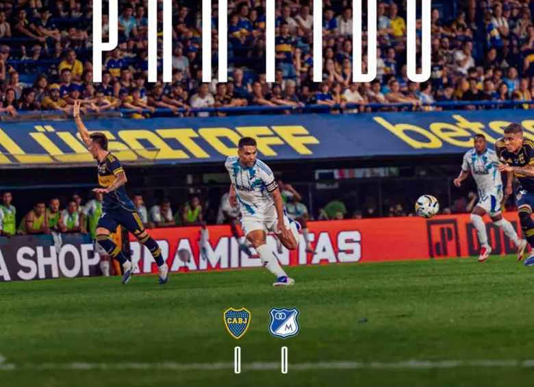 El delantero colombiano Falcao García terminó siendo el capitán de Millonarios en el partido contra Boca Juniors de Argentina en La Bombonera . Foto: tomada del x de @MillosFCoficial