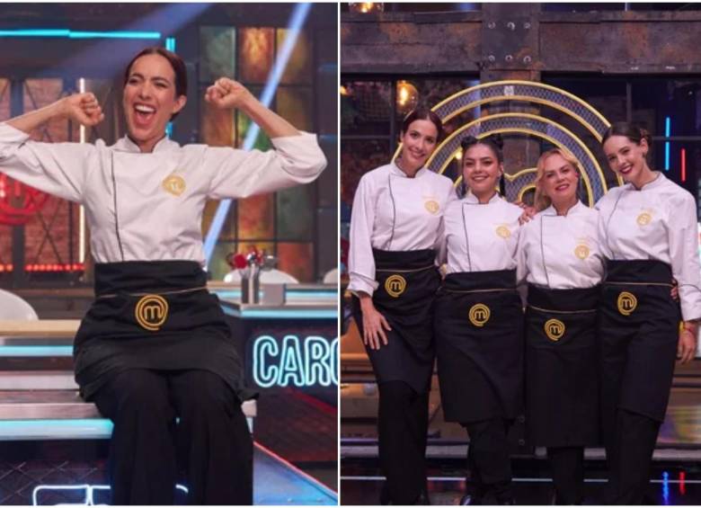 Violeta Bergonzi tras ganar el concurso junto a las otras participantes de la final. FOTO: Cortesía Canal RCN y MasterChef Celebrity Colombia