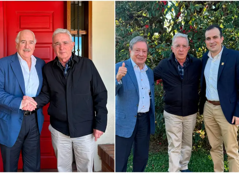 Uribe recibió en su finca en el sector de Llanogrande, en Rionegro, al expresidente Andrés Pastrana, al empresario Mario Hernández y al concejal Alejandro de Bedout. FOTOS: Tomadas de X @AndresPastrana_ y @AlvaroUribeVel