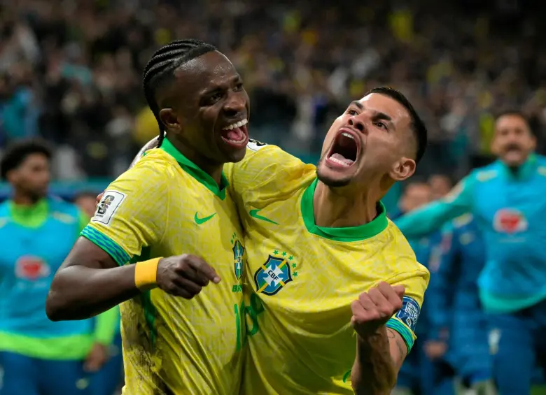 El futbolista brasileño Vinícius Júnior llegó a 6 goles con su selección nacional en los 41 partidos disputados. FOTO: AFP
