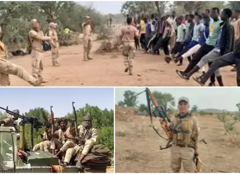 Paramilitares sudaneses en entrenamiento. FOTO: Captura video redes sociales