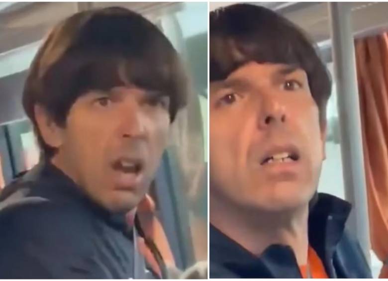 Este es el sujeto que estaba insultando a la mujer colombiana en el bus. FOTO: Captura tomada de video de redes sociales de @ColombiaOscura.