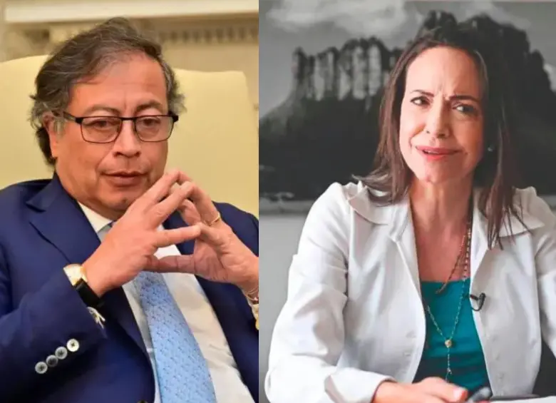 El presidente Gustavo Petro reaccionó, en su cuenta de X, al Nobel de Paz de la venezolana María Corina Machado. FOTOS: Cortesía Presidencia y Getty