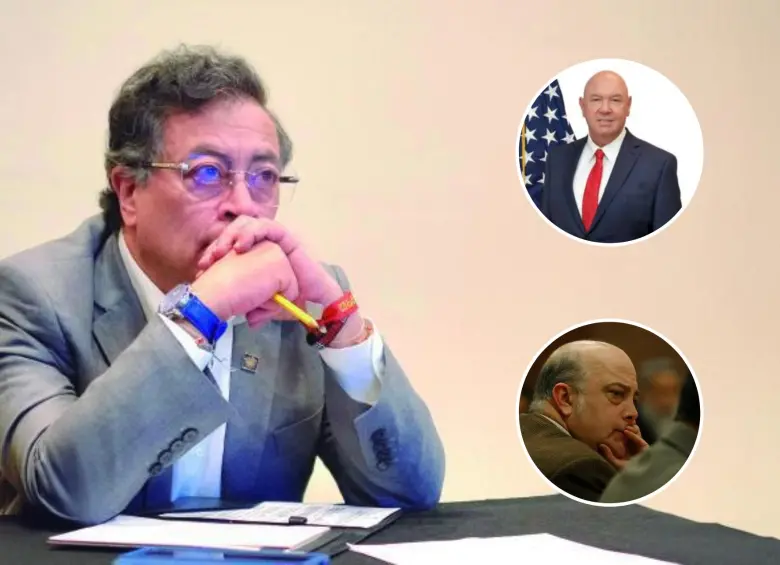 El presidente Gustavo Petro. Foto detalle arriba encargado de Negocios John McNamara. Foto detalle abajo embajador Daniel García-Peña. FOTOS Presidencia - Colprensa - Embajada de Estados Unidos en Colombia