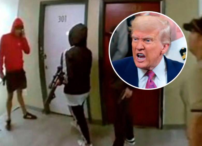 Esta es una captura del video que se hizo viral en 2024 con el que aseguraron que el Tren de Aragua estaba invadiendo casas en Estados Unidos. FOTOS: Departamento de Policía de Aurora y Getty 