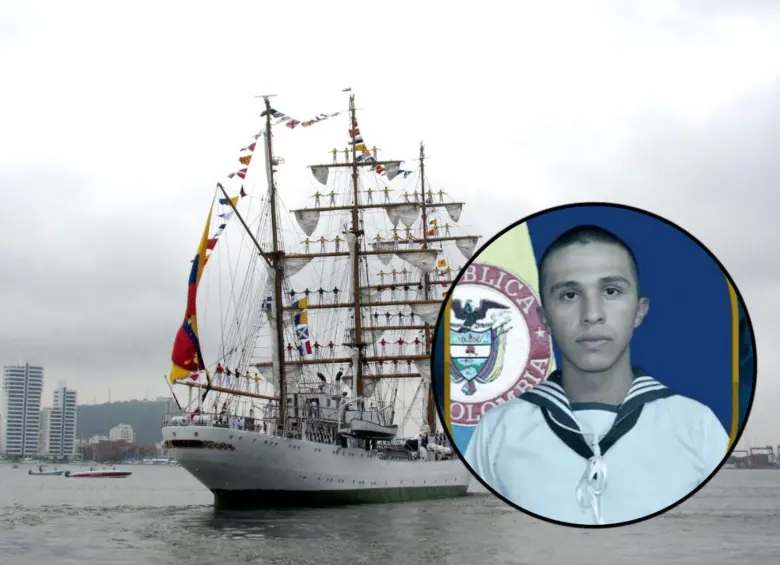 El joven marino es oriundo de Boyacá. Debido al suceso, varias actividades relacionadas al buque Gloria fueron canceladas en Barranquilla. Fotos: Armada Nacional y Colprensa
