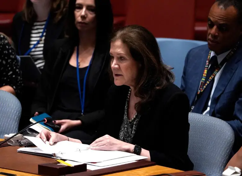 La representante interina Estados Unidos frente a la ONU, Dorothy Shea, habló al respecto de la siutación de hamburna en Gaza. Imagen: AFP.