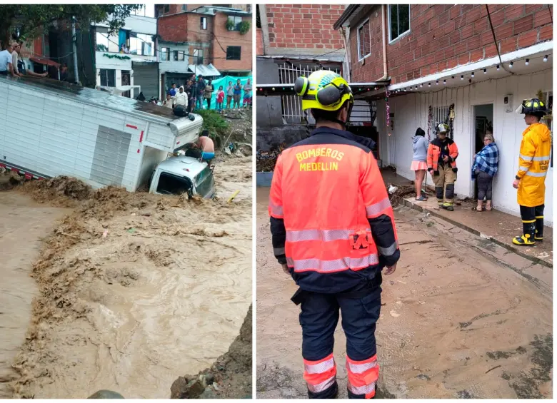 Inundaciones en sectores cercanos a La Picacha y Altavista tras el aguacero que cayó sobre Medellín en la tarde de este domingo 7 de diciembre. FOTOS cortesía y Twitter