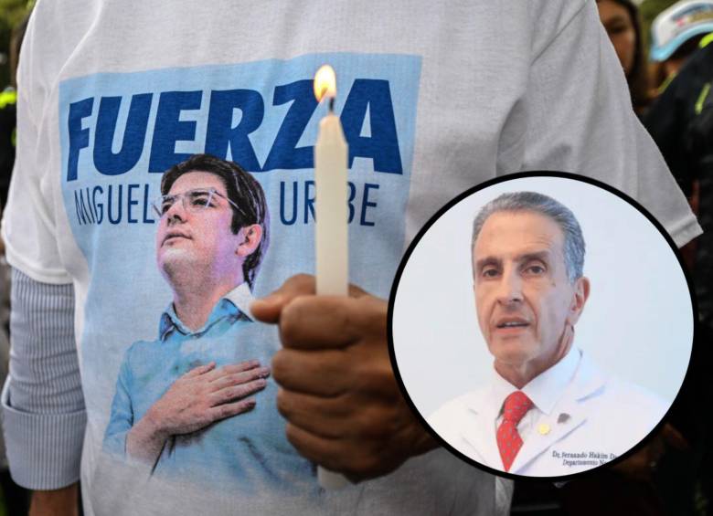 El doctor Fernando Hakim, como director del Departamento de Neurocirugía de la Fundación Santa Fe, ha estado pendiente de la recuperación de Miguel Uribe Turbay. Fotos: AFP y Cortesía