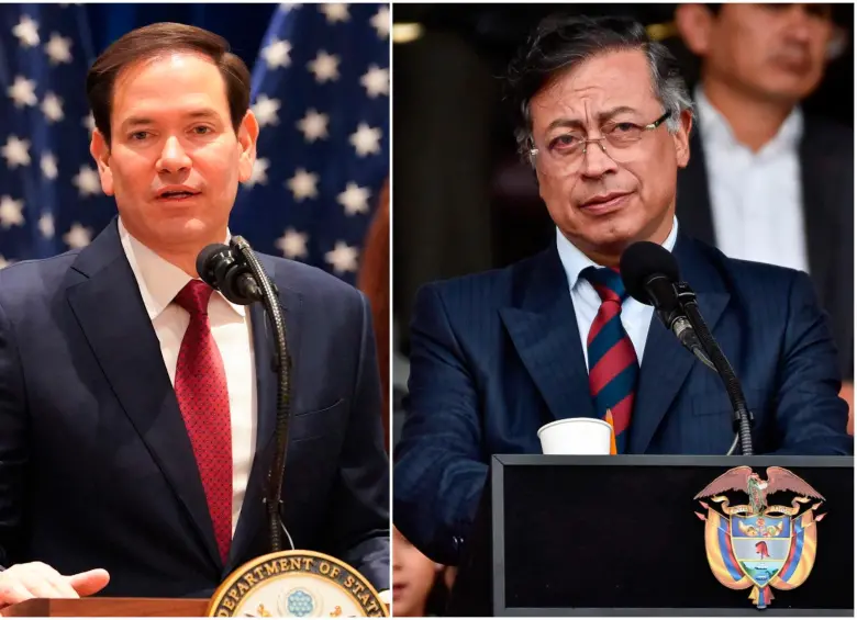 El secretario de Estado de EE. UU., Marco Rubio, y el presidente colombiano Gustavo Petro. FOTO: Tomada de X @SecRubio y Colprensa