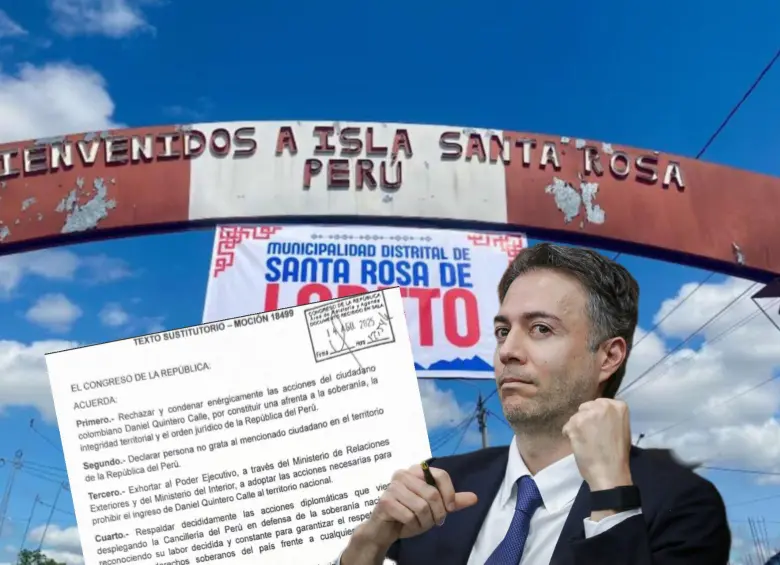 Con una votación unánime, el Congreso declaró no grato a Daniel Quintero, quien izó la bandera de Colombia en la isla Santa Rosa. Fotos: Redes sociales y Colprensa