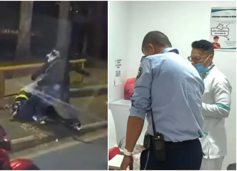 El agente de tránsito siendo atendido en el hospital. FOTO: Captura video de redes sociales @AntonioMinotta y cortesía