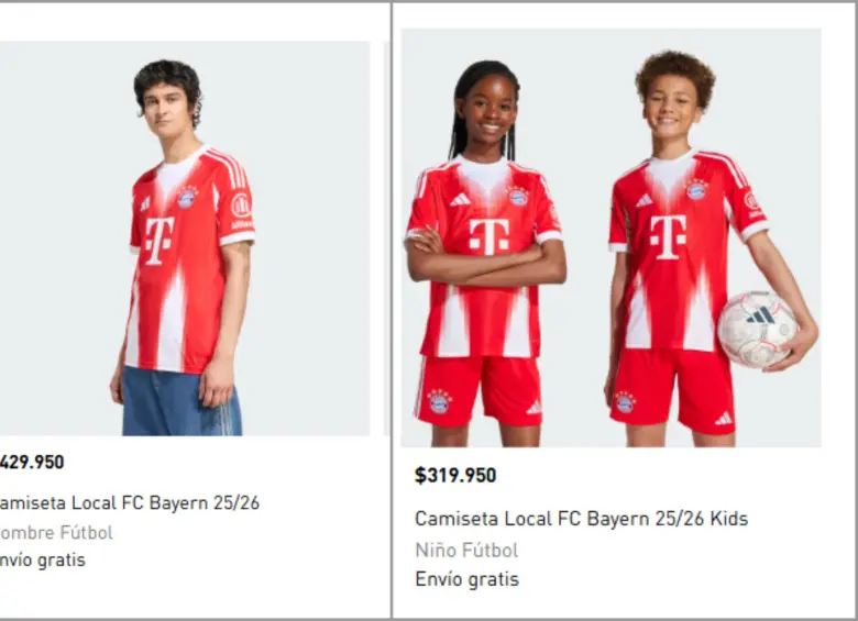 Precios de la camiseta en la página de Adidas Colombia. FOTO: Captura página Adidas Colombia