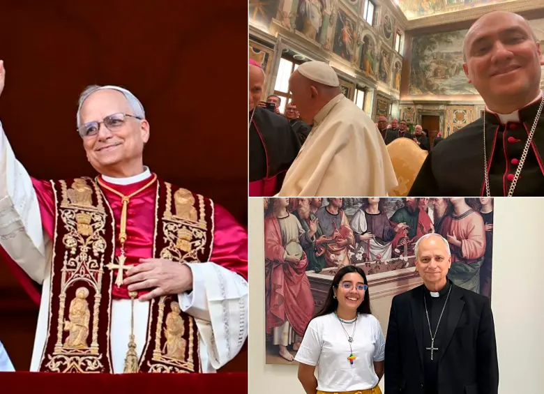 El Papa León XIV y una selfie de Monseñor Juan Fernando Sánchez y una foto de Ximena Alejandra Valdivia Muro, en Perú. FOTOS Vatican News y Cortesía