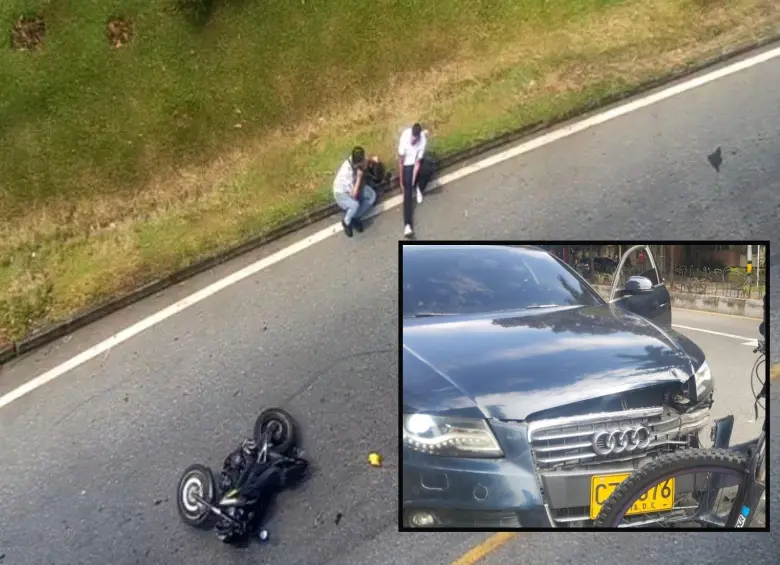 Adelante, uno de los automotores involucrados en un accidente que luego se dio a la fuga. Su conductor estaba ebrio según una prueba de Alcholemia. Atrás, las víctimas del siniestro vial. FOTO: imagen tomada de redes,