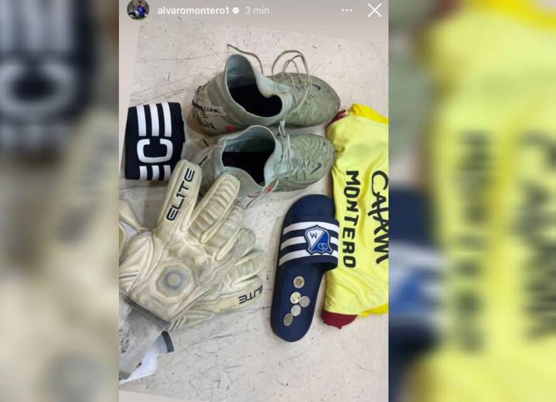 El arquero de Millonarios subió una foto en Instagram mostrando las monedas que al parecer le lanzaron. Foto: Redes sociales