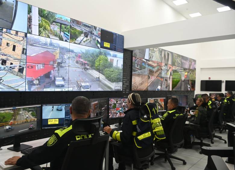 Centro de monitoreo de cámaras de seguridad en el territorio itagüiseño. FOTO: Cortesía Alcaldía de Itagüí