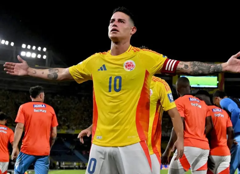 James Rodríguez celebrando su gol ante Bolivia. FOTO: Federación Colombiana de Fútbol 