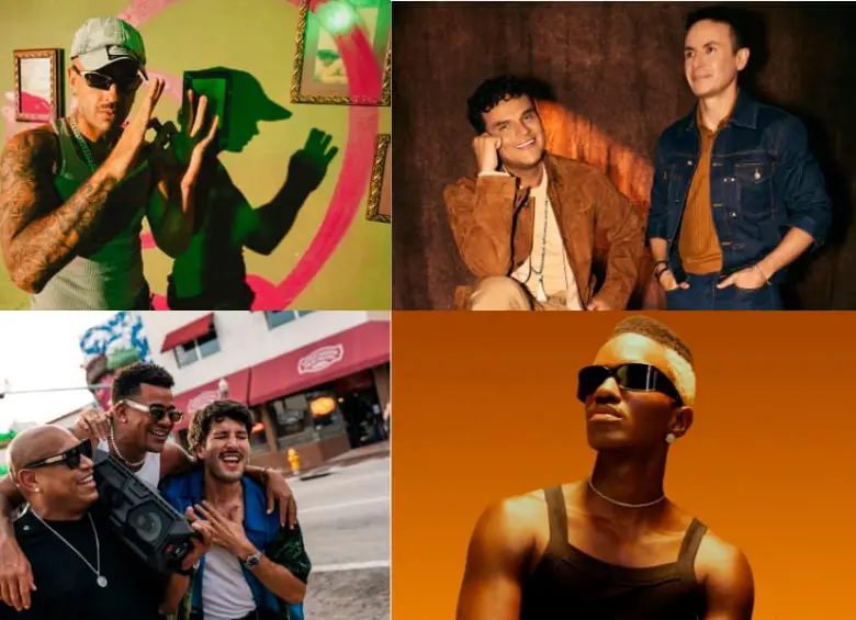 Feid, Silvestre Dangond, Fonseca, Sebastián Yatra y Junior Zamora son algunos de los artistas con nuevas canciones. FOTOS: Cortesía Sony y Universal