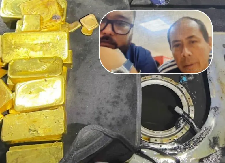 Andrey David Murcia Dávila y Fernando Andrade Delgadillo Rodríguez fueron capturados con 28 lingotes de oro. FOTOS: Fsicalía General de la Nación 