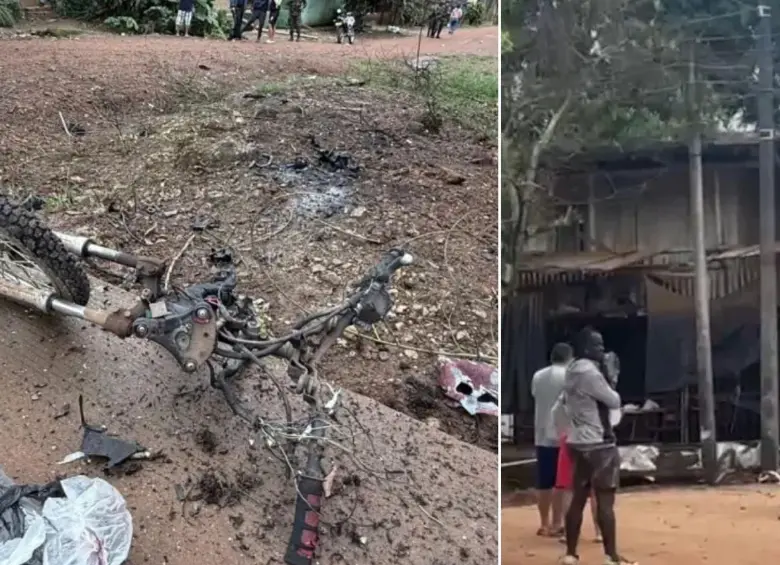 Una motobomba explotó en Calamar, Guaviare. FOTOS: Tomadas de redes 