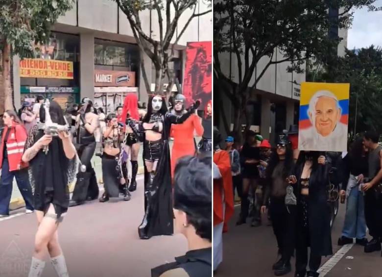 Un grupo de personas autodenominadas “satánicas” marcharon en Bogotá durante un Viernes Santo. FOTOS: Capturas de video 