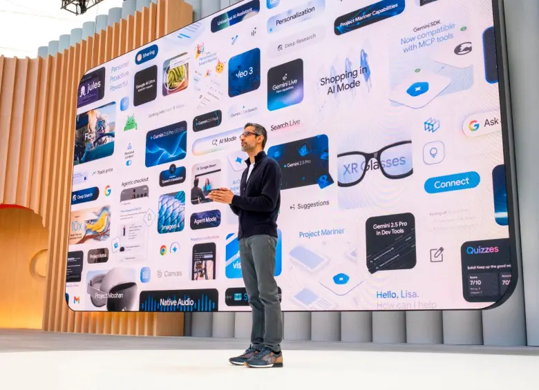 Sundar Pichai, director ejecutivo de Google durante su intervención. Foto AFP. 