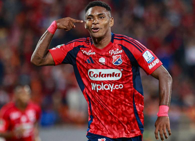 El delantero Brayan León Muñiz suma 9 goles en la Liga BetPlay 2025-2. Es el segundo máximo anotador del cuadro rojo. Foto: Manuel Saldarriaga