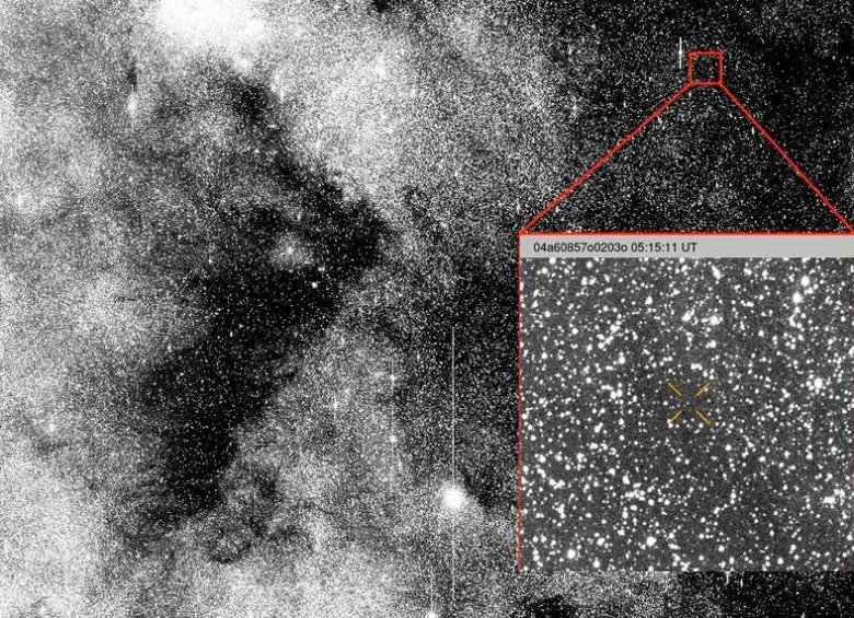 Esta imagen muestra la observación del cometa 3I/ATLAS cuando fue descubierto el 1 de julio de 2025. FOTO cortesía ATLAS, Universidad de Hawái y Nasa