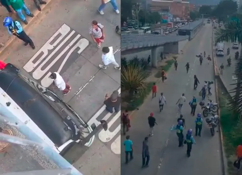 En las imágenes quedó registrado como el bus estaba detenido, en medio del rodeo de un grupo de personas y como posteriormente el vehículo arrancó, arrollando al habitante de calle inicialmente lesionado. FOTOS: TOMADAS DE VIDEO