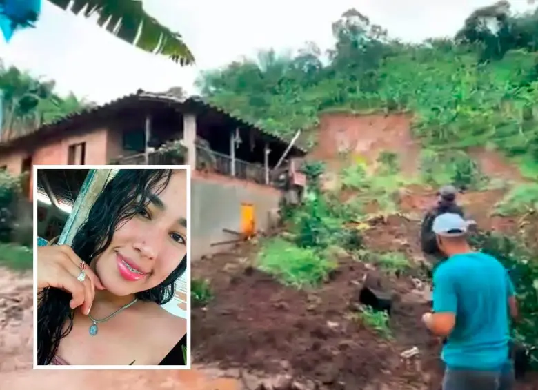 Cinco veredas y los principales corredores de acceso de Pueblorrico, Suroeste antioqueño, se encuentran afectados por las fuertes precipitaciones de las últimas horas. Estos hechos dejaron tres muertos, entre ellos María Victoria Mesa Agudelo (detalle) y su pareja sentimental. FOTO: CORTESÍA