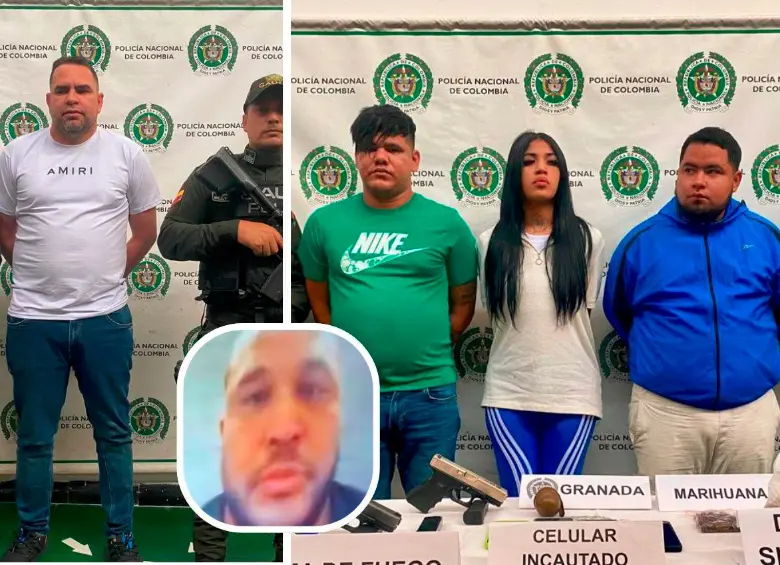 Imagen izquierda: alias Adriancito, capturado en La Ceja, donde se ocultaba hace dos años. Imagen derecha: alias Toro, alias La Gallega y alias El Gordo, detenidos en Sabaneta, donde murió alias Ender (detalle) en el intento de fugarse. FOTOS CORTESÍA POLICÍA NACIONAL