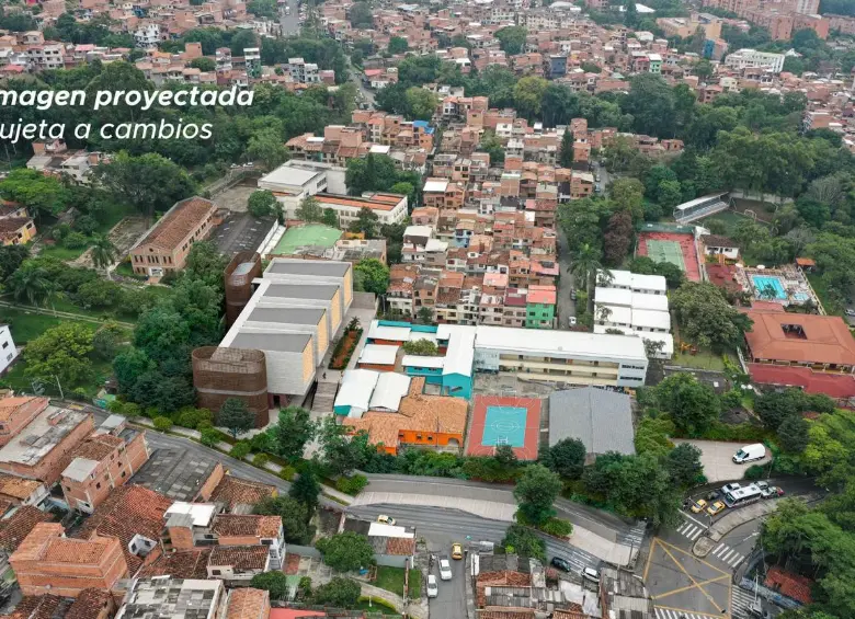 La escuela Conrado González Mejía fue el primer megacolegio en ser adjudicado y tiene un plazo de entrega de 14 meses. IMAGEN: RENDER ALCALDÍA DE MEDELLÍN
