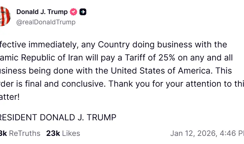 Mensaje del presidente estadounidense Donald Trump. 