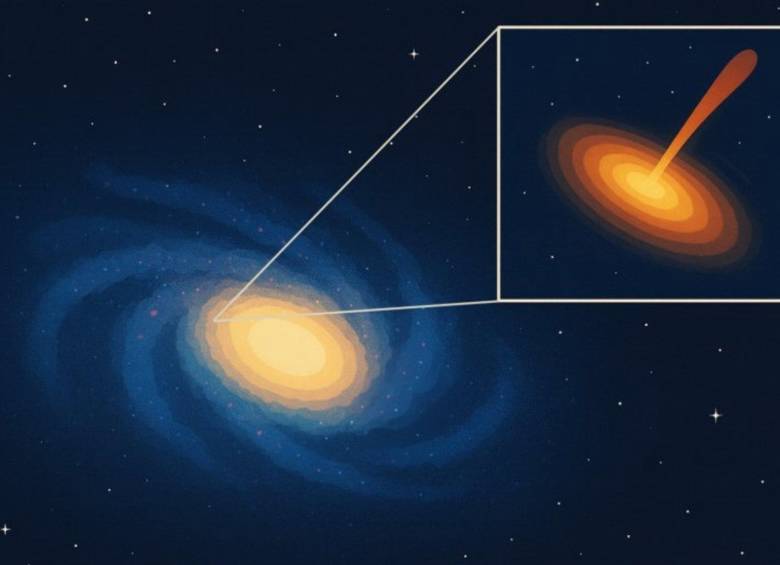 El agujero negro errante fue detectado a 230 millones de años luz, emitiendo chorros de radio fuera del centro de su galaxia. FOTO Europa Press