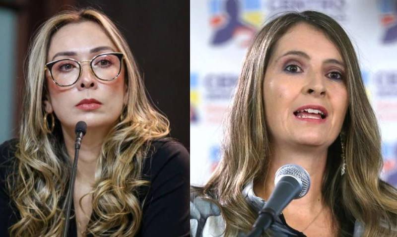 Katherine Miranda y Paloma Valencia, hoy candidata a la Presidencia de Colombia. Fotos: Congreso y Centro Democrático