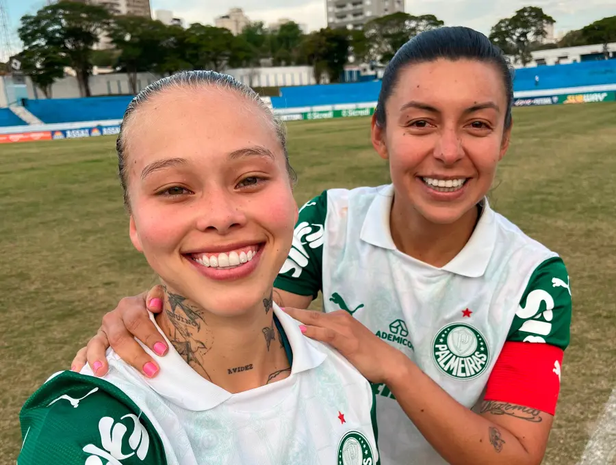 Ana Guzmán y Yoreli Rincón marcan su primer tanto en el Paulista Femenino. Foto: Tomada de redes @Palmeiras_FEM