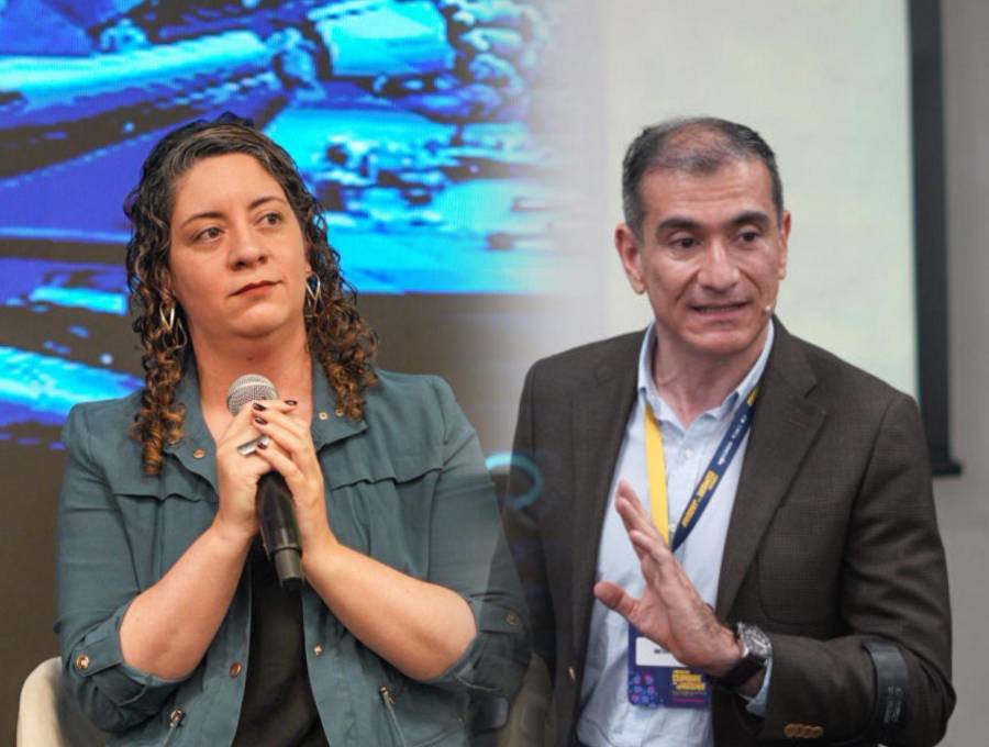 Los juristas María Alejandra Echavarría (izq.) y Gustavo Palacio (der.) coinciden en la urgencia de adaptar las leyes para proteger la creatividad humana frente al auge de las tecnologías generativas. FOTOS cortesía