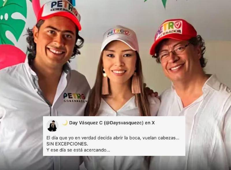 En campaña: Nicolás Petro Burgos, Day Vásquez y el hoy presidente Gustavo Petro. Foto: Redes