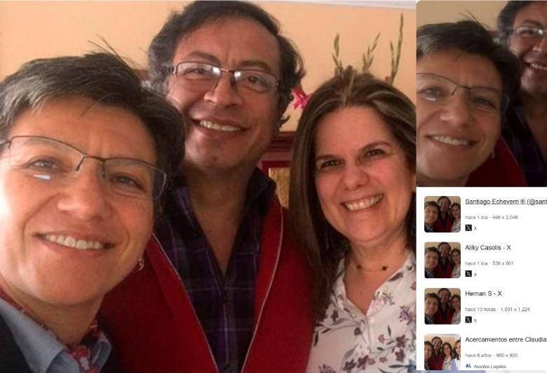 Foto con Petro y Claudia López es un montaje, la jueza del caso Uribe no aparece en la imagen original. FOTO: El Colombiano.
