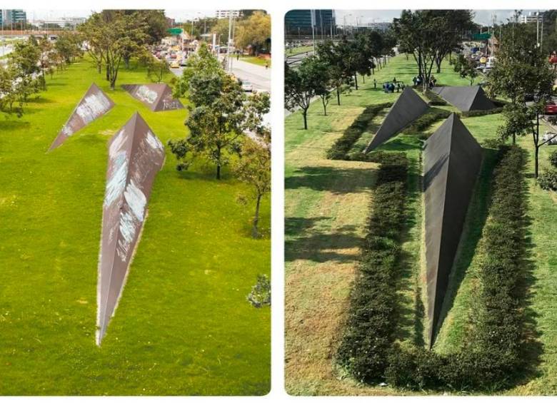 Así registraba el Instituto Distrital de Patrimonio Cultural en Bogotá la recuperación de la obra en 2018. Foto Cortesía IDPC