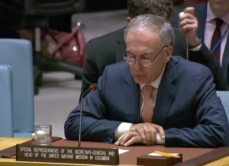 Jean Arnault, jefe de misión de observación en Colombia, presentó su informe hoy en el Consejo de Seguridad de la ONU. FOTO: Naciones Unidas