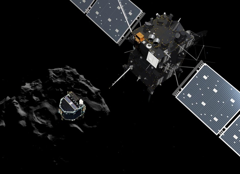 Philae dejó de transmitir pero Rosetta aún sigue al cometa 67P. Dibujo del descenso. FOTO ESA