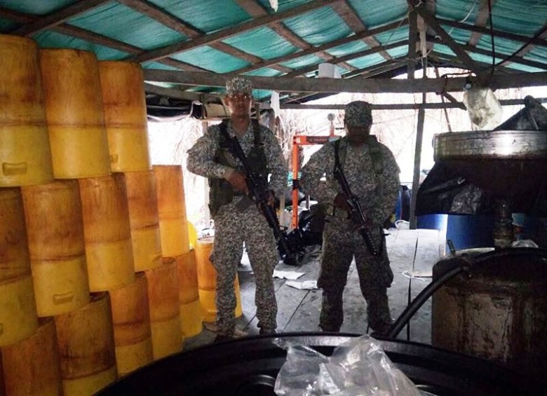 La Armada halló un complejo cocalero en Chocó. FOTO: Cortesía Armada
