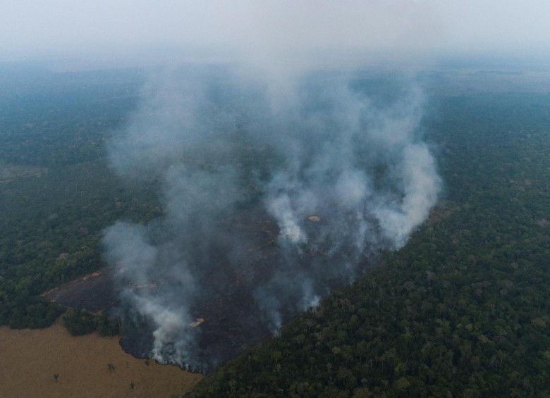 Vista aérea de los efectos de uno de los incendios este sábado, en la amazonía de Rondonia (Brasil). Foto: Efe