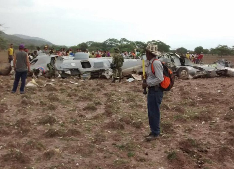 Once militares muertos dejó el accidente de un avión Casa de la Fuerza Aérea Colombiana en zona rural del municipio de Codazzi, Cesar. FOTO CORTESÍA