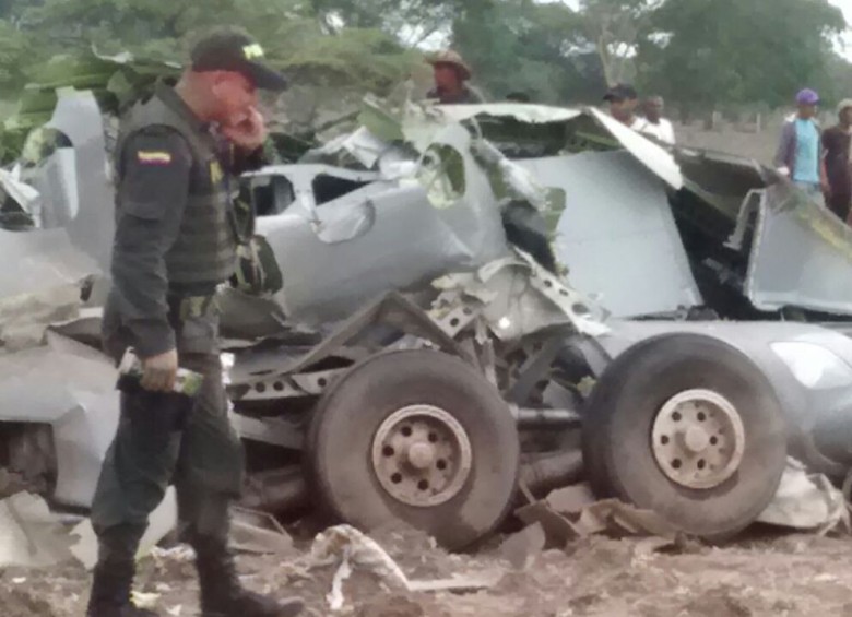 Once militares muertos dejó el accidente de un avión Casa de la Fuerza Aérea Colombiana en zona rural del municipio de Codazzi, Cesar. FOTO CORTESÍA