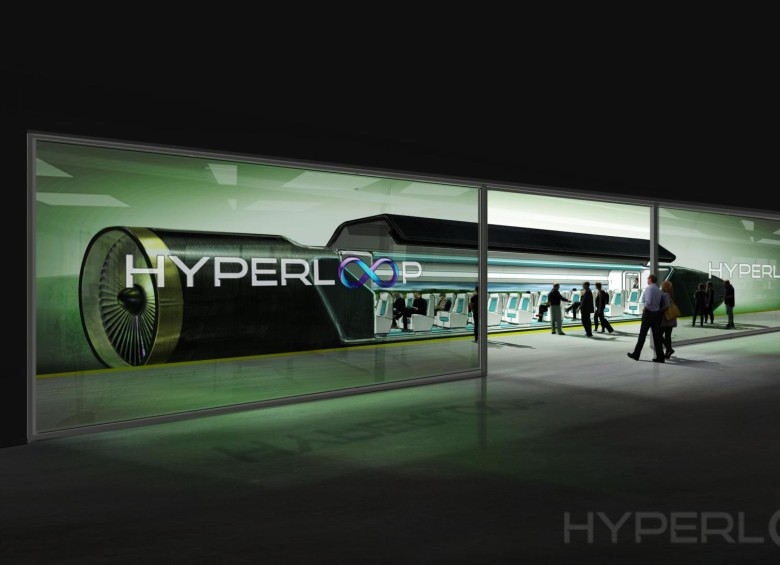 Esta ilustración muestra cómo sería la propuesta del tren supersónico para el transporte de pasajeros. También se contemplan diseños para la carga de diferentes tipos. FOTO cortesía hyperloop